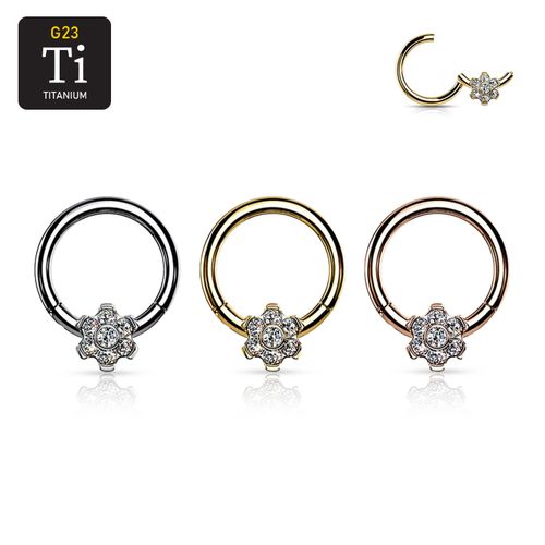 Segmentring i titanium 1.2mm med cz-blomma
