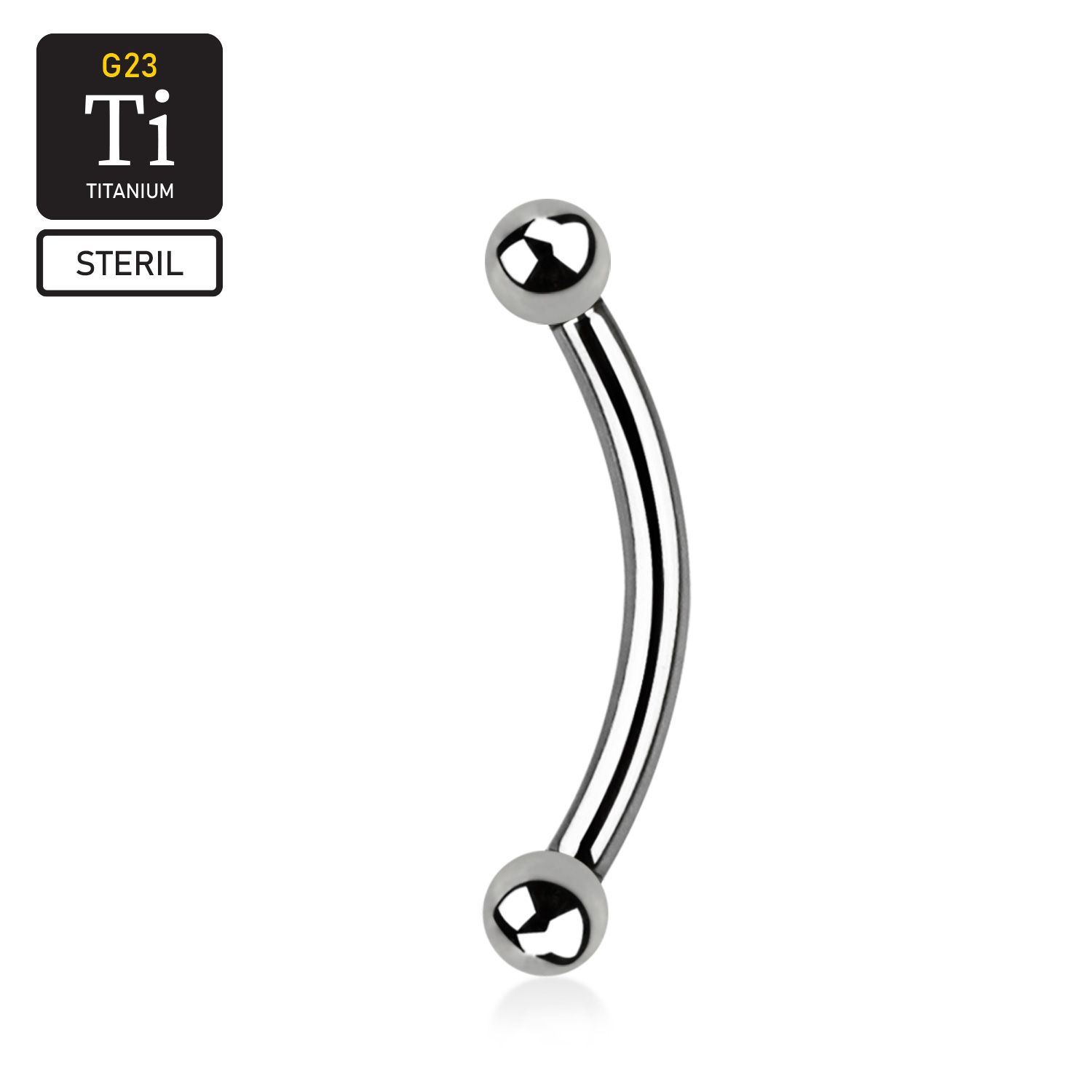 Steril titanium banana utvändigt gängad 1.2mm med 2.5mm kulor
