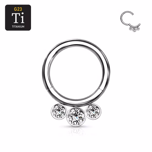 Septum segmentring i titanium med gångjärn 1.2mm och 3st crystals