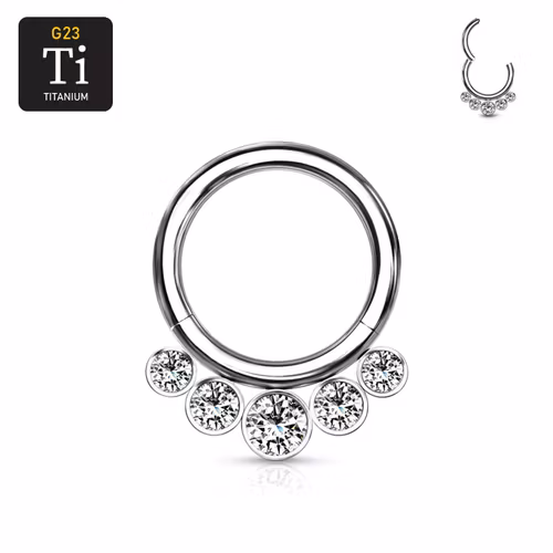 Septum segmentring i titanium med gångjärn 1.2mm och 5st crystals