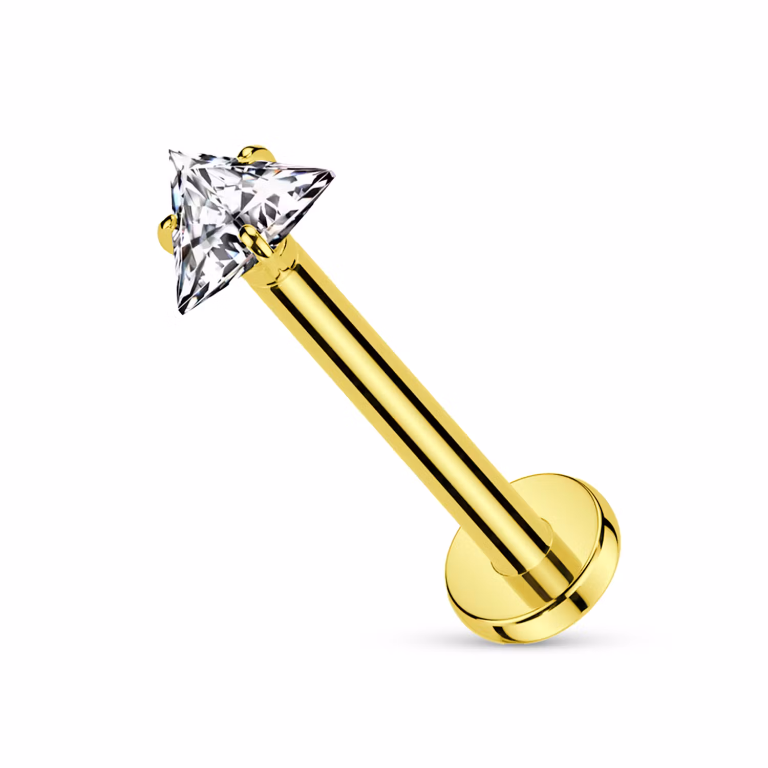 Labret i titanium 1.2mm med triangelformad 3mm CZ topp