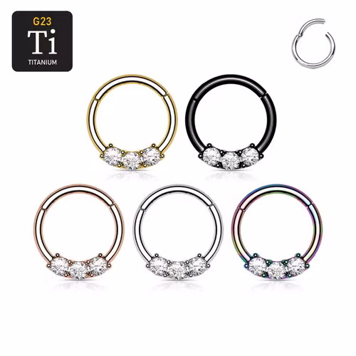 Segmentring i titanium - 1.2mm med gångjärn och 3st cubic zirconia