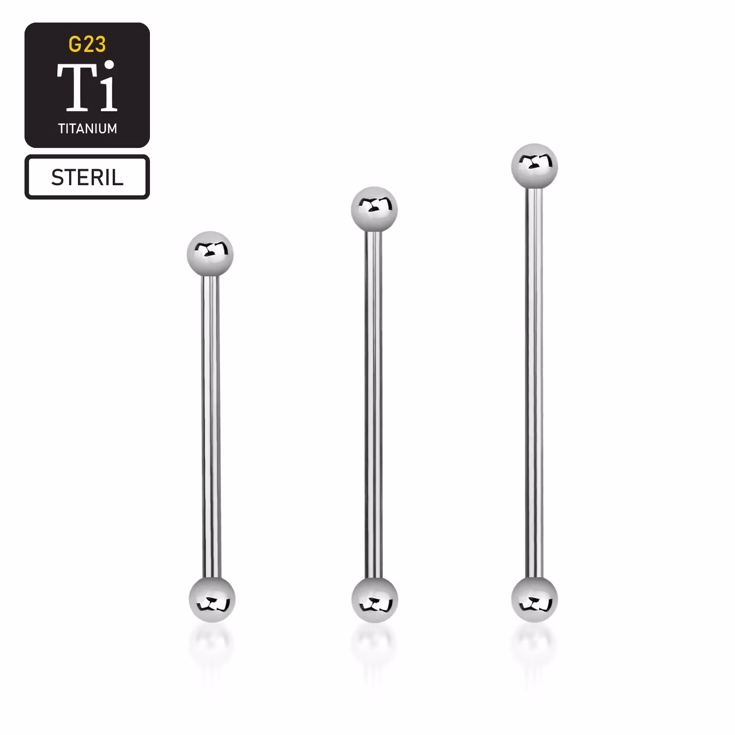 Steril titanium industrial barbell 1.6mm med 4mm kulor