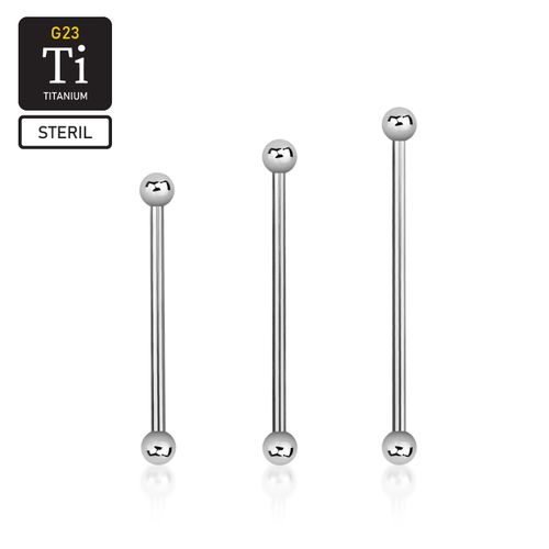 Steril titanium industrial barbell 1.6mm med 4mm kulor
