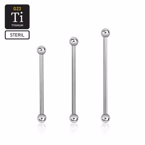 Steril titanium industrial barbell 1.6mm med 4mm kulor