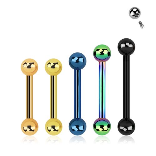 Barbell i PVD-pläterad kirurgiskt stål 1.6mm med 4mm kulor