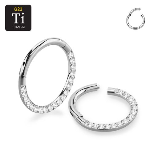 Titanium ring 1.2mm med gångjärn och CZ stenar