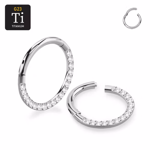 Titanium ring 1.2mm med gångjärn och CZ stenar