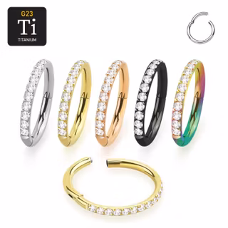 Titanium ring 1.2mm med gångjärn och CZ stenar på ytterkanten