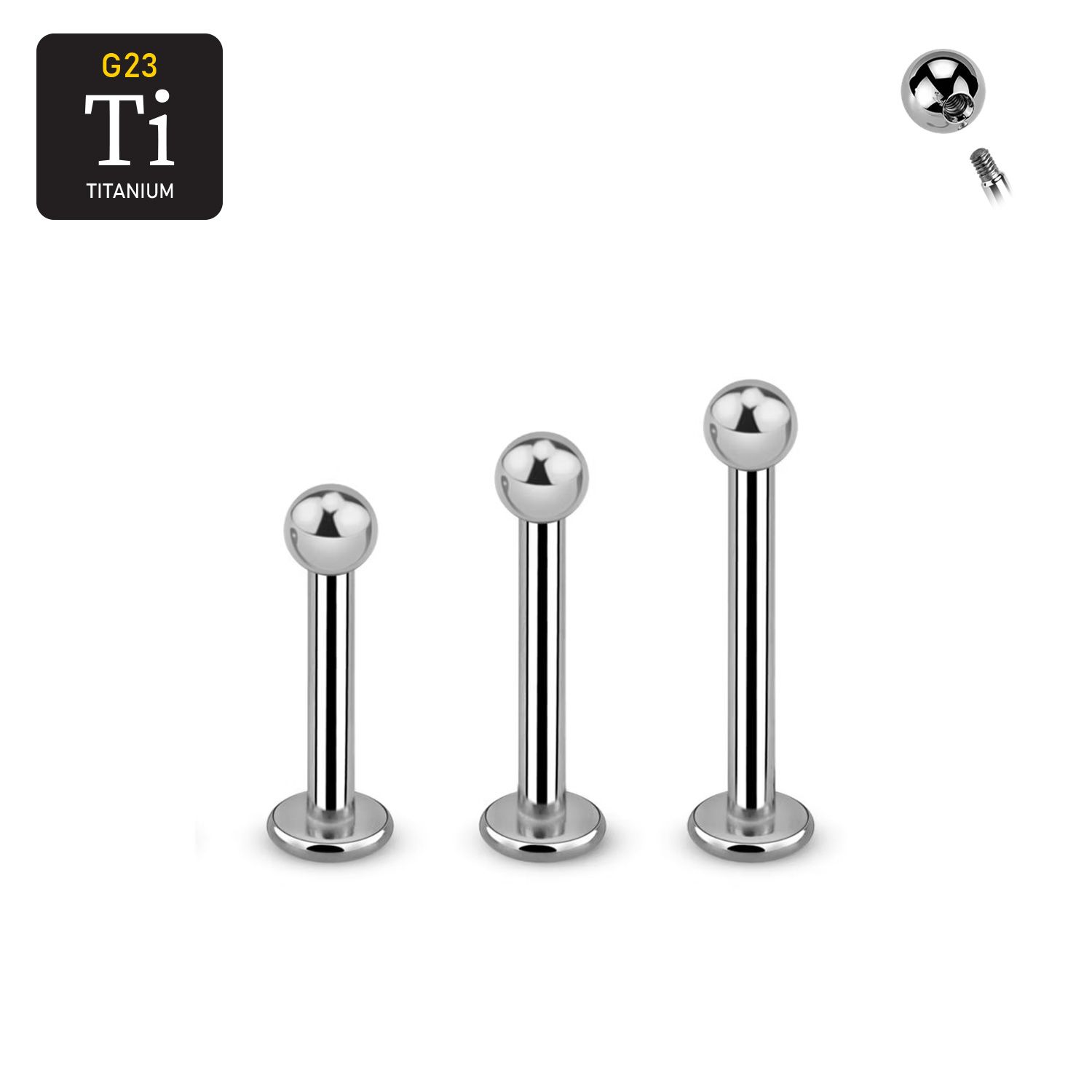 Titanium Labret 1.6mm med 3mm kula