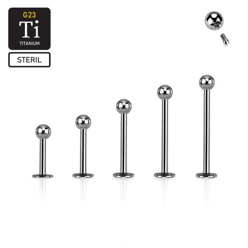 Steril titanium labret 1.2mm med 3mm kula