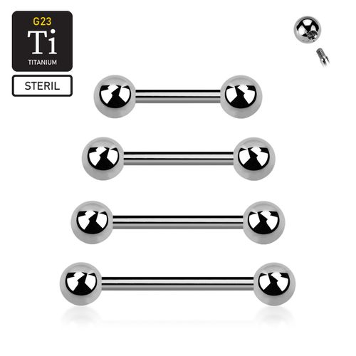Steril titanium barbell utvändigt gängad 1.6mm med 5mm kulor