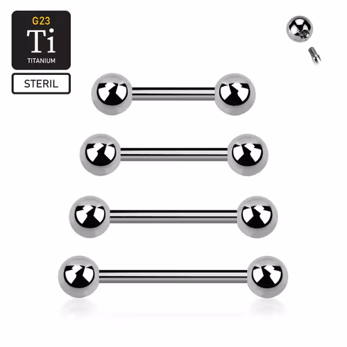 Steril titanium barbell utvändigt gängad 1.6mm med 5mm kulor