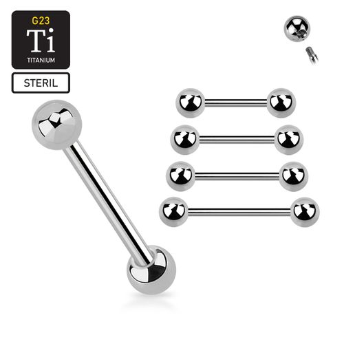 Steril titanium barbell utvändigt gängad 1.6mm med 4mm kulor
