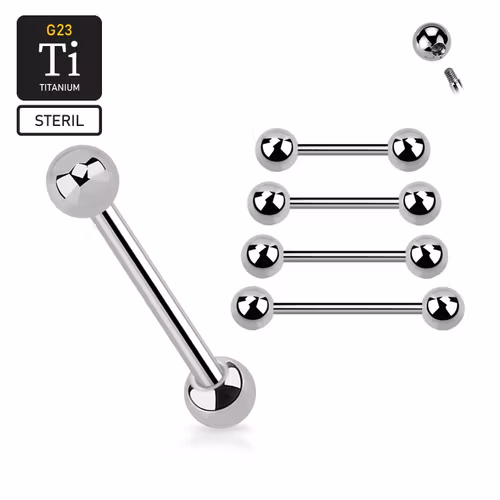 Steril titanium barbell utvändigt gängad 1.6mm med 4mm kulor