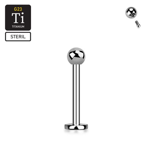 Steril titanium labret / Monroe 1.2mm med 2.5mm kula
