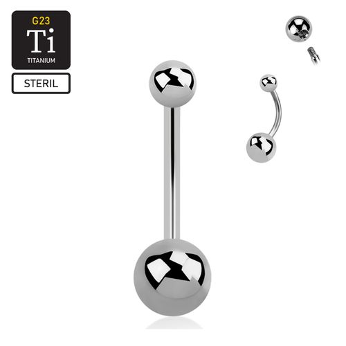 Steril titanium navelsmycke / banana med 5 och 8mm kula