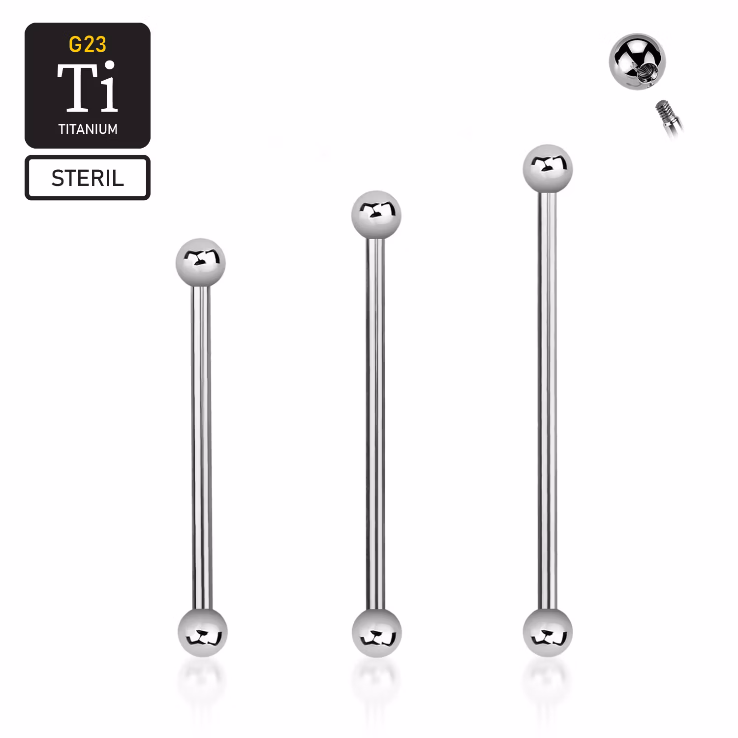 Steril titanium industrial 1.2mm med 4mm kulor