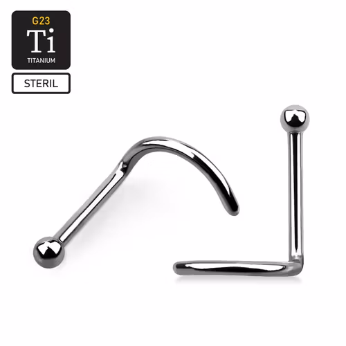 Steril titanium nässmycke "Nose Screw" 0.8mm med 1.5mm bollformad topp