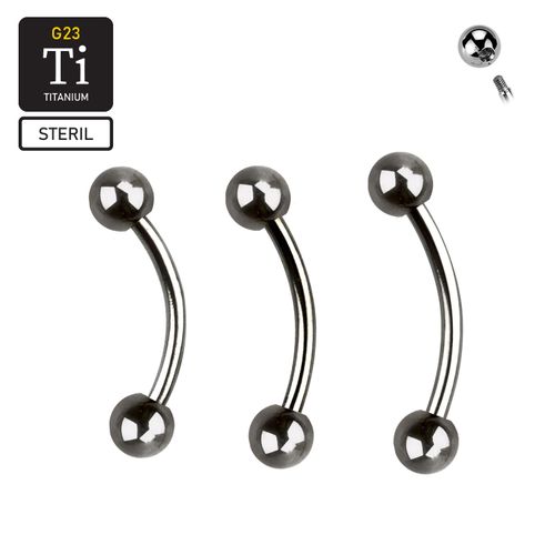 Steril titanium banana utvändigt gängad 1.2mm med 3mm kulor