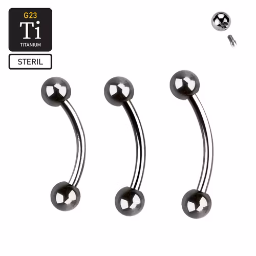 Steril titanium banana utvändigt gängad 1.2mm med 3mm kulor