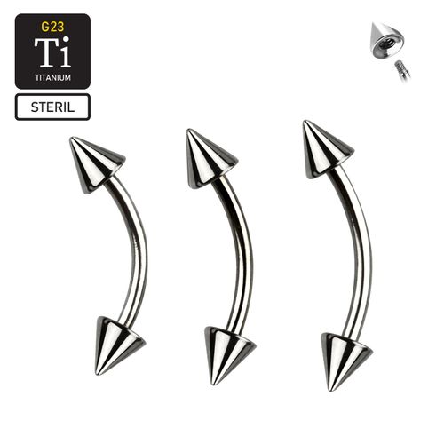 Steril titanium banana utvändigt gängad 1.2mm med 3mm kon