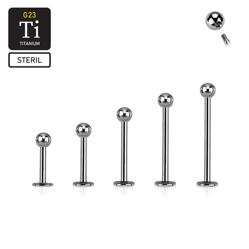 Steril titanium Labret 1.2mm med 4mm kula