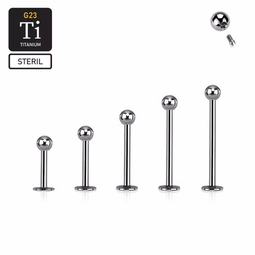 Steril titanium Labret 1.2mm med 4mm kula