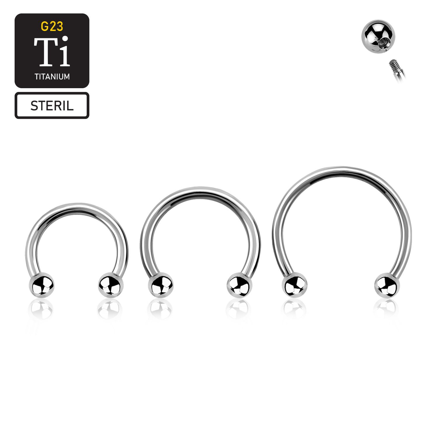 Steril titanium CBR 1.6mm med 3mm kulor