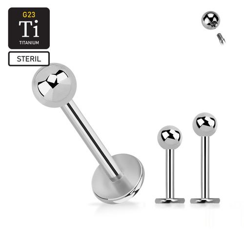 Steril titanium Labret / Monroe 1.0mm med 3mm kula