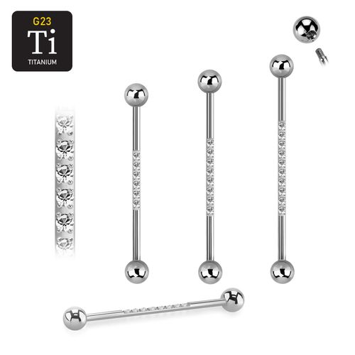 Titanium industrial barbell 1.6mm med 5mm kulor och 1.5mm CZ