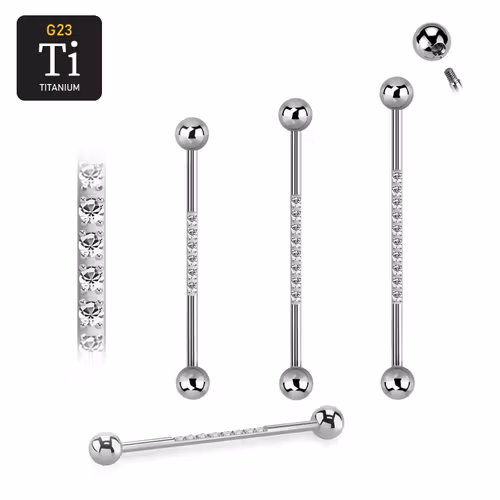 Titanium industrial barbell 1.6mm med 5mm kulor och 1.5mm CZ