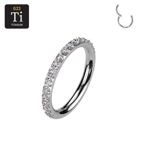 Titanium ring med gångjärn och CZ på ytterkanten 1.6mm