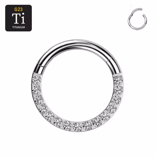 Titanium ring med gångjärn och CZ på fronten 1.6mm