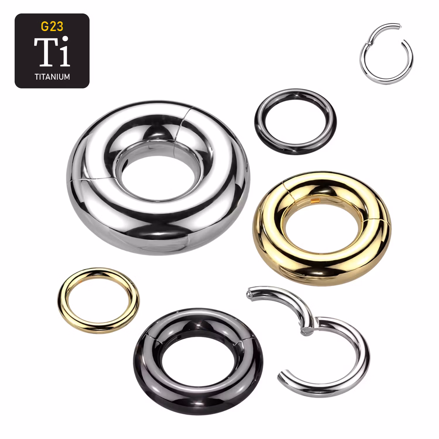 Titanium ring med gångjärn - större storlekar