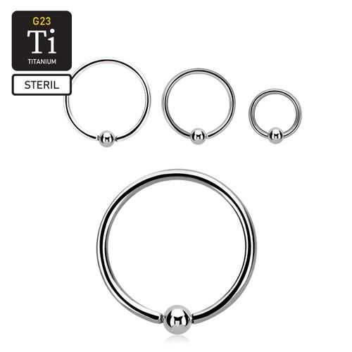 Steril titanium ring med kulstängning / BCR 1.2mm med 3mm kula