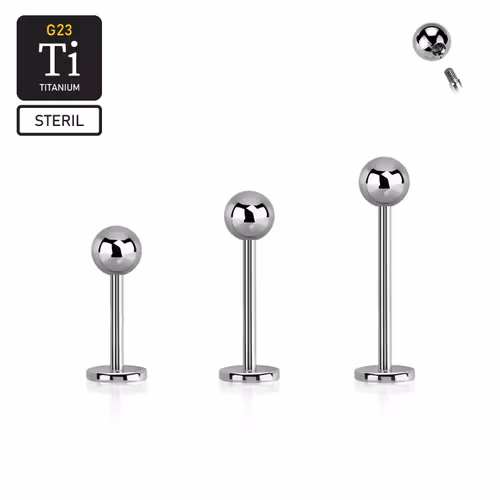 Steril titanium labret 0.8mm med 3mm kula