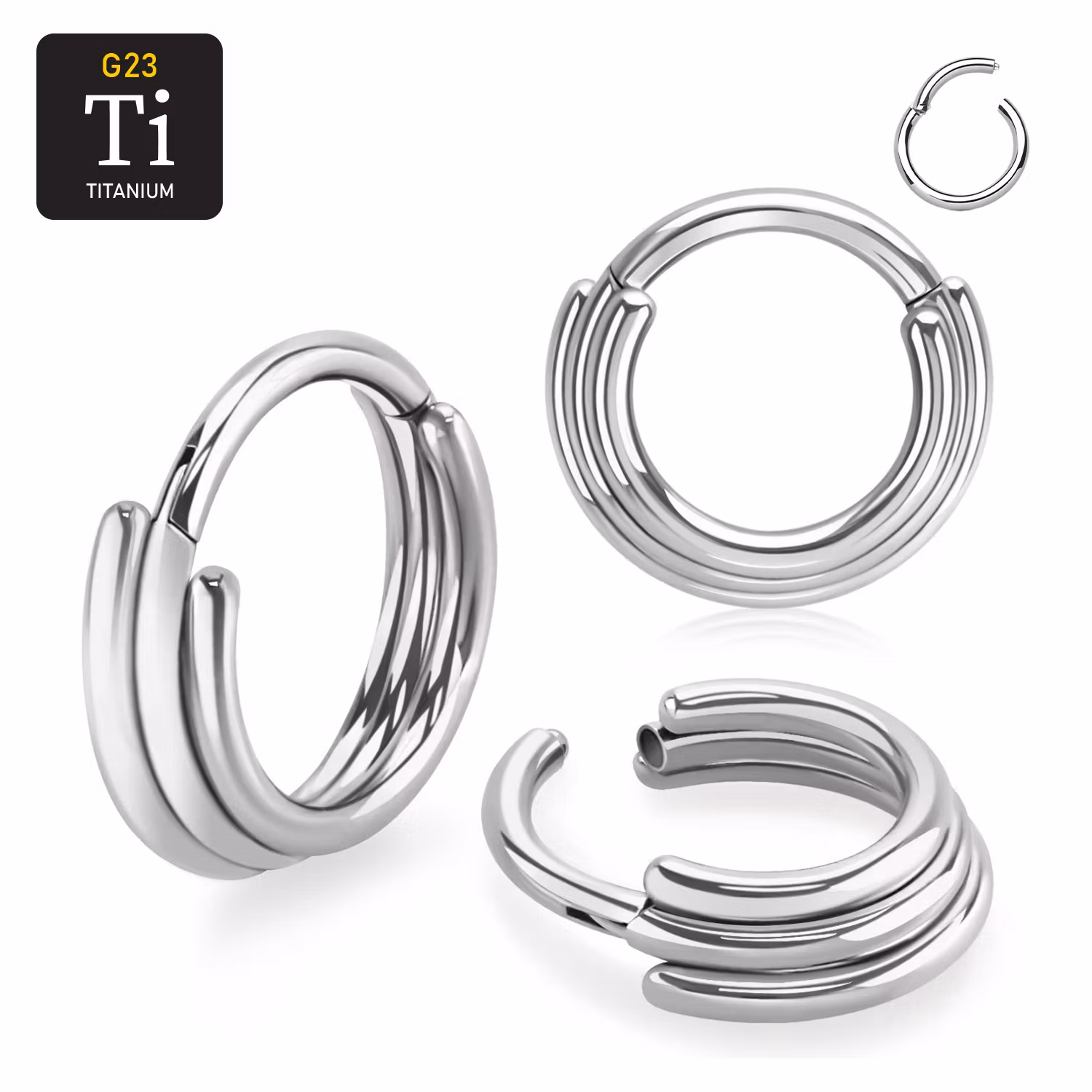 Titanium ring med gångjärn och trippel ring design