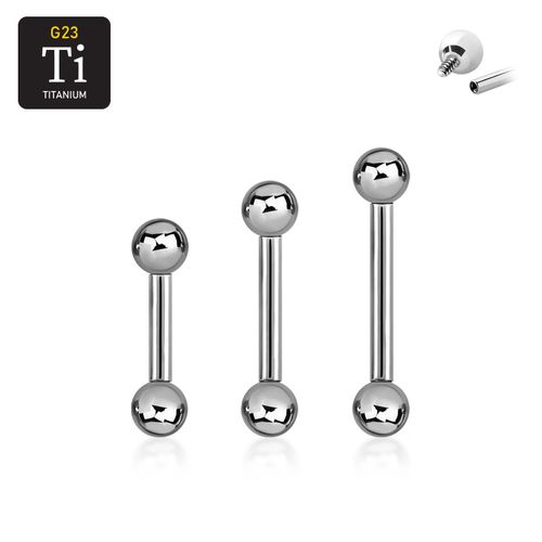 Titanium barbell invändigt gängad 1.6mm med 5mm kulor