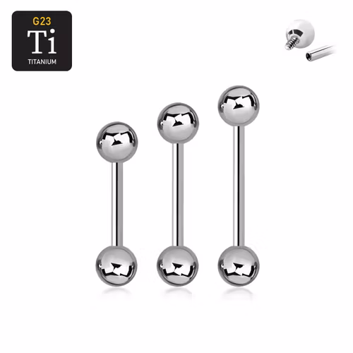Titanium barbell invändigt gängad 1.6mm med 6mm kulor