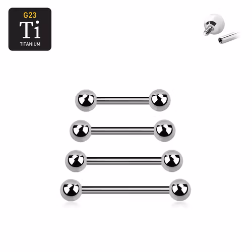 Titanium barbell invändigt gängad 1.6mm med 4mm kulor