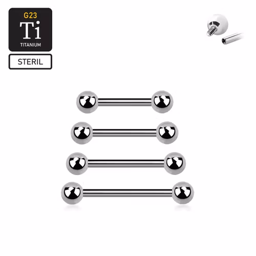 Steril titanium barbell invändigt gängad 1.6mm med 4mm kulor