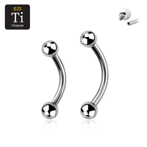 Titanium banana invändigt gängad 1.2mm med 3mm kulor