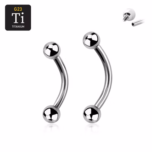 Titanium banana invändigt gängad 1.2mm med 3mm kulor