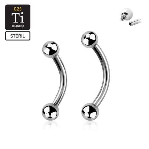 Steril titanium banana invändigt gängad 1.2mm med 3mm kulor