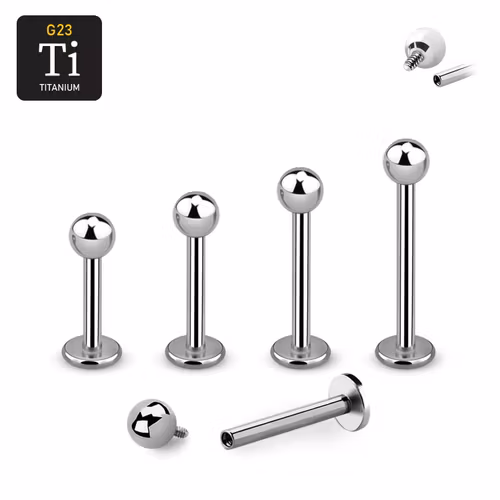 Titanium labret invändigt gängad 1.2mm med 3mm kula
