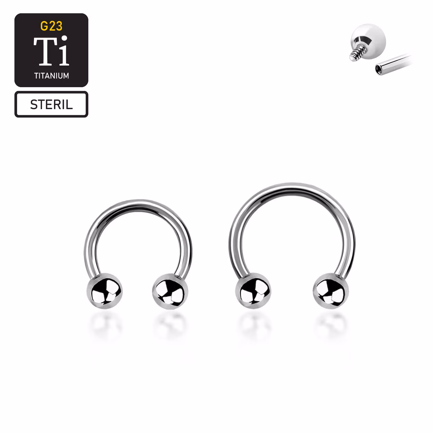 Steril titanium CBR invändigt gängad 1.2mm med 3mm kulor