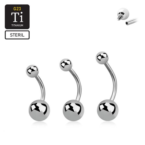 Steril titanium banana invändigt gängad 1.6mm med 5 & 8mm kulor
