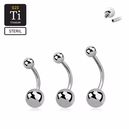 Steril titanium banana invändigt gängad 1.6mm med 5 & 8mm kulor