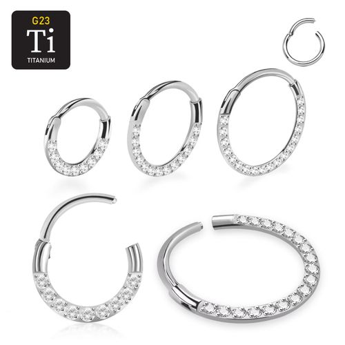 Titanium ring 0.8mm med gångjärn och CZ stenar